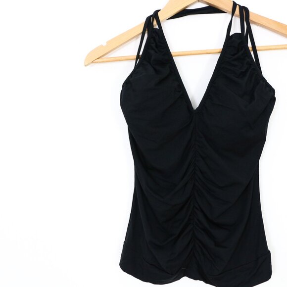 Intimissimi Black Rouched Racer Back V Neck Tank Top - Picture 4 of 9